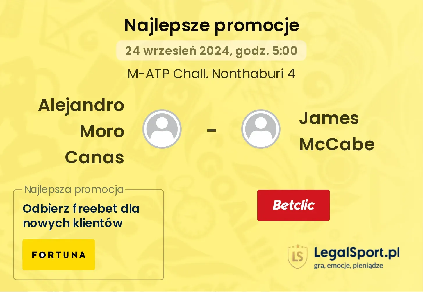 Alejandro Moro Canas - James McCabe promocje bonusy na mecz