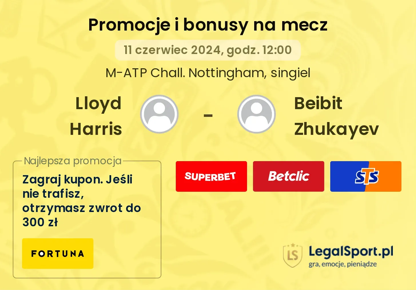 Lloyd Harris - Beibit Zhukayev promocje bonusy na mecz