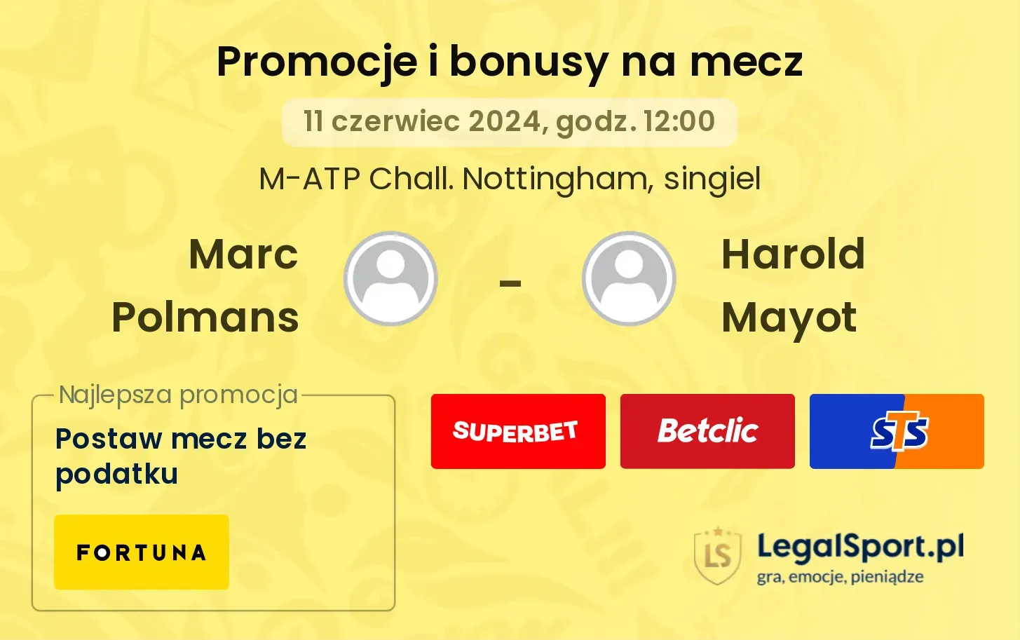 Marc Polmans - Harold Mayot promocje bonusy na mecz