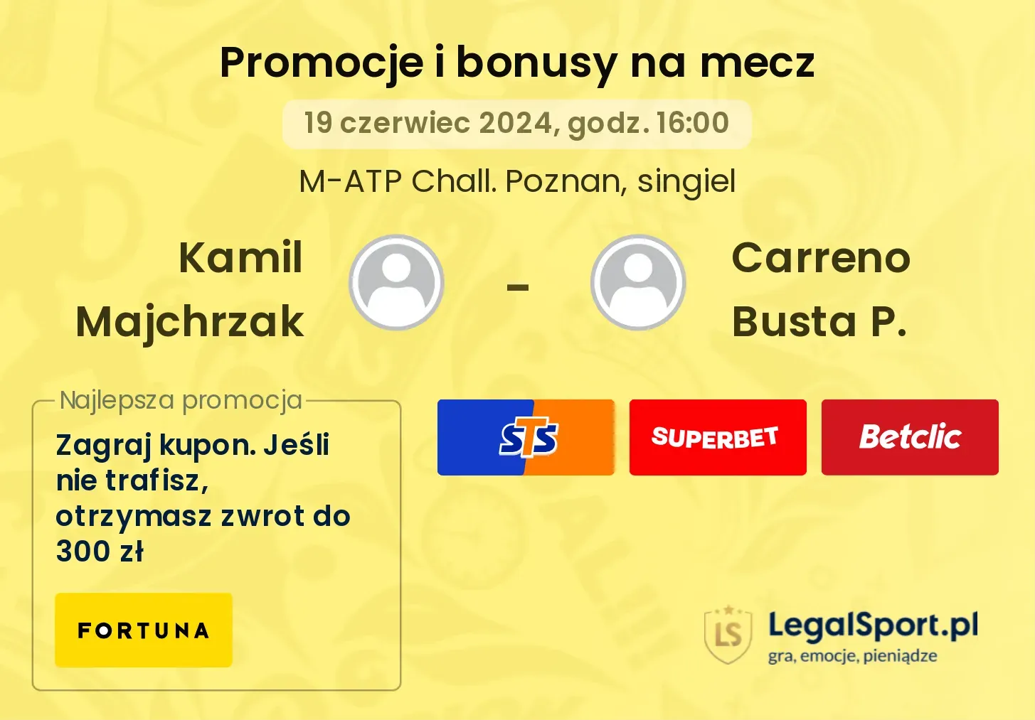 Kamil Majchrzak - Carreno Busta P. promocje bonusy na mecz