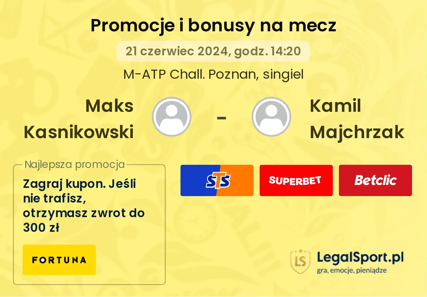 Maks Kasnikowski - Kamil Majchrzak promocje bonusy na mecz