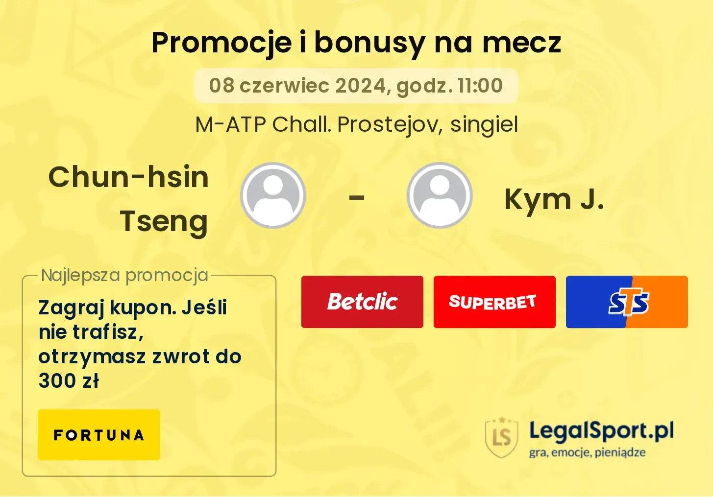 Chun-hsin Tseng - Kym J. promocje bonusy na mecz