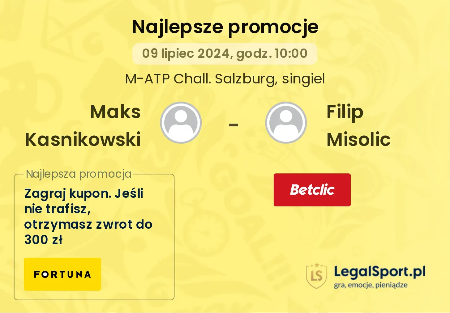 Maks Kasnikowski - Filip Misolic promocje bonusy na mecz