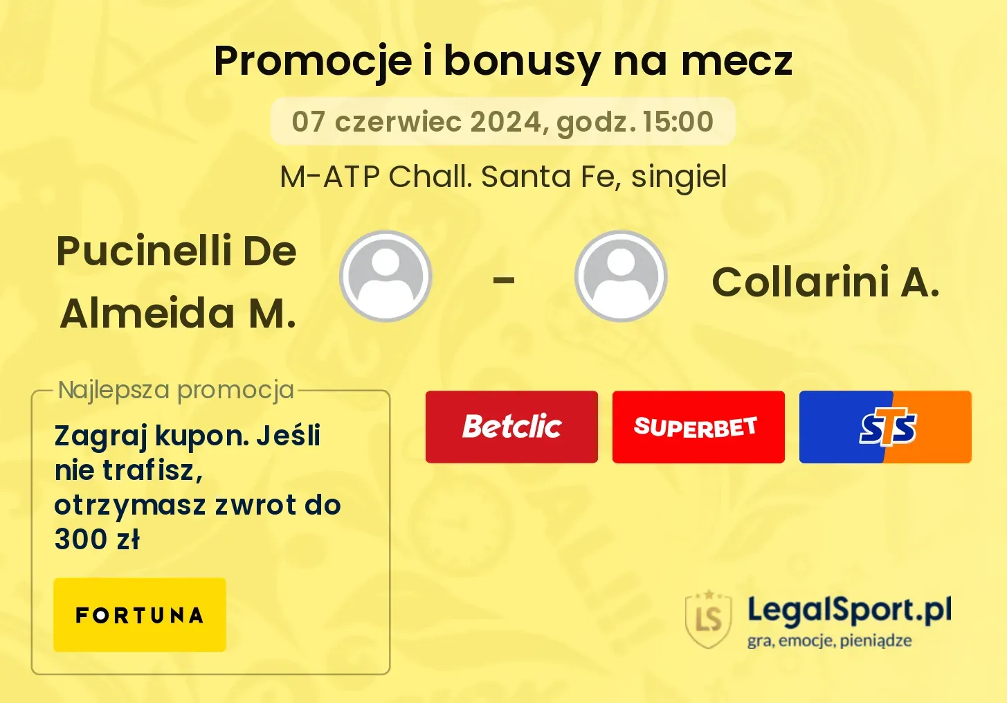 Pucinelli De Almeida M. - Collarini A. promocje bonusy na mecz