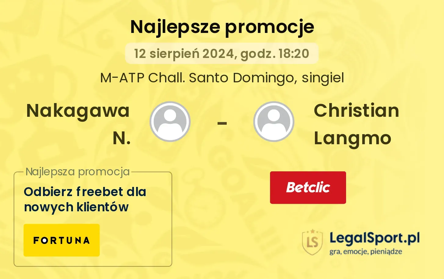 Nakagawa N. - Christian Langmo promocje bonusy na mecz