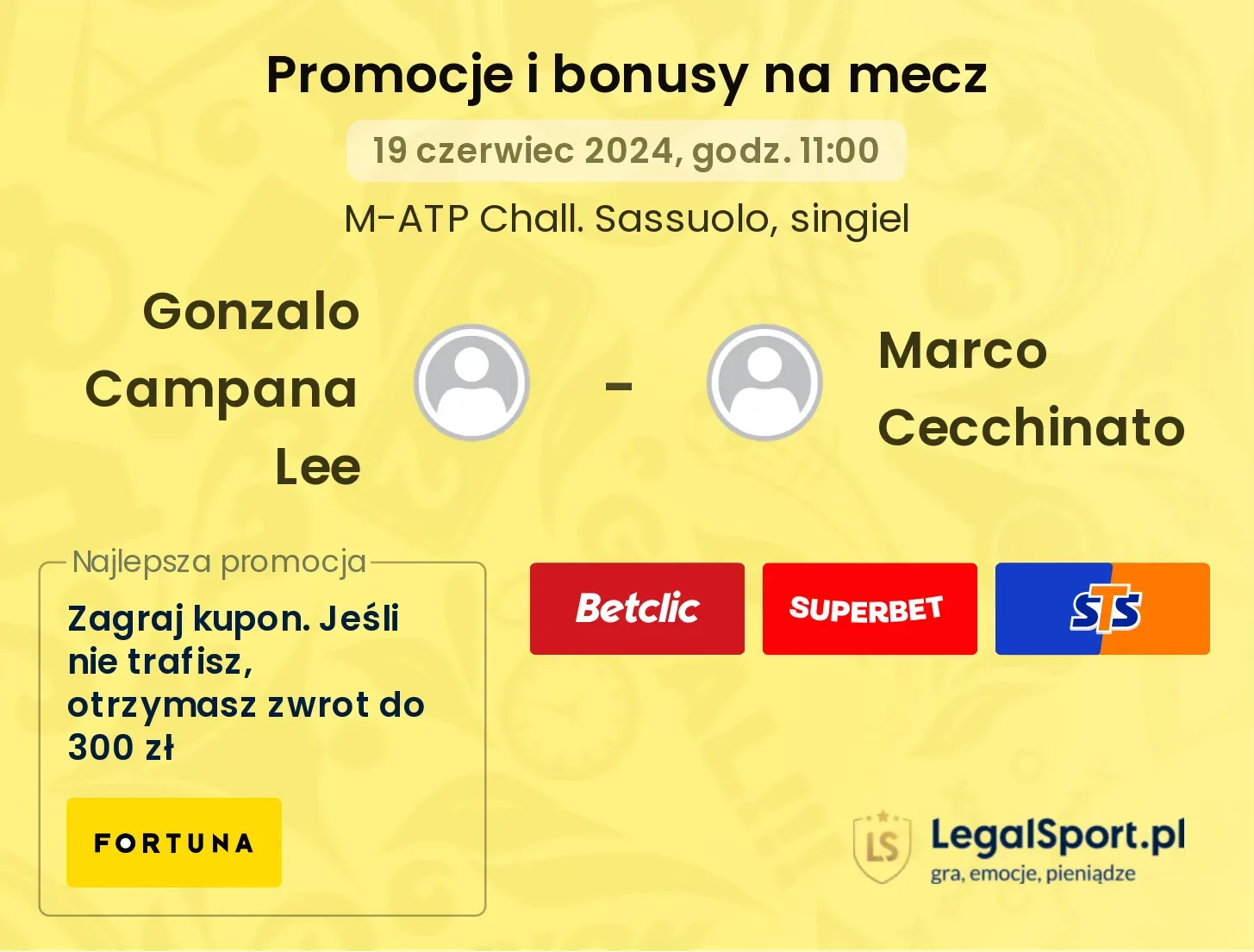 Gonzalo Campana Lee - Marco Cecchinato promocje bonusy na mecz