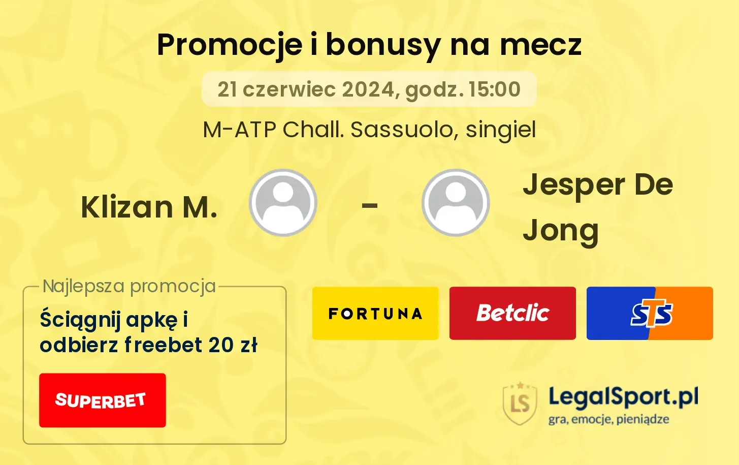 Klizan M. - Jesper De Jong promocje bonusy na mecz