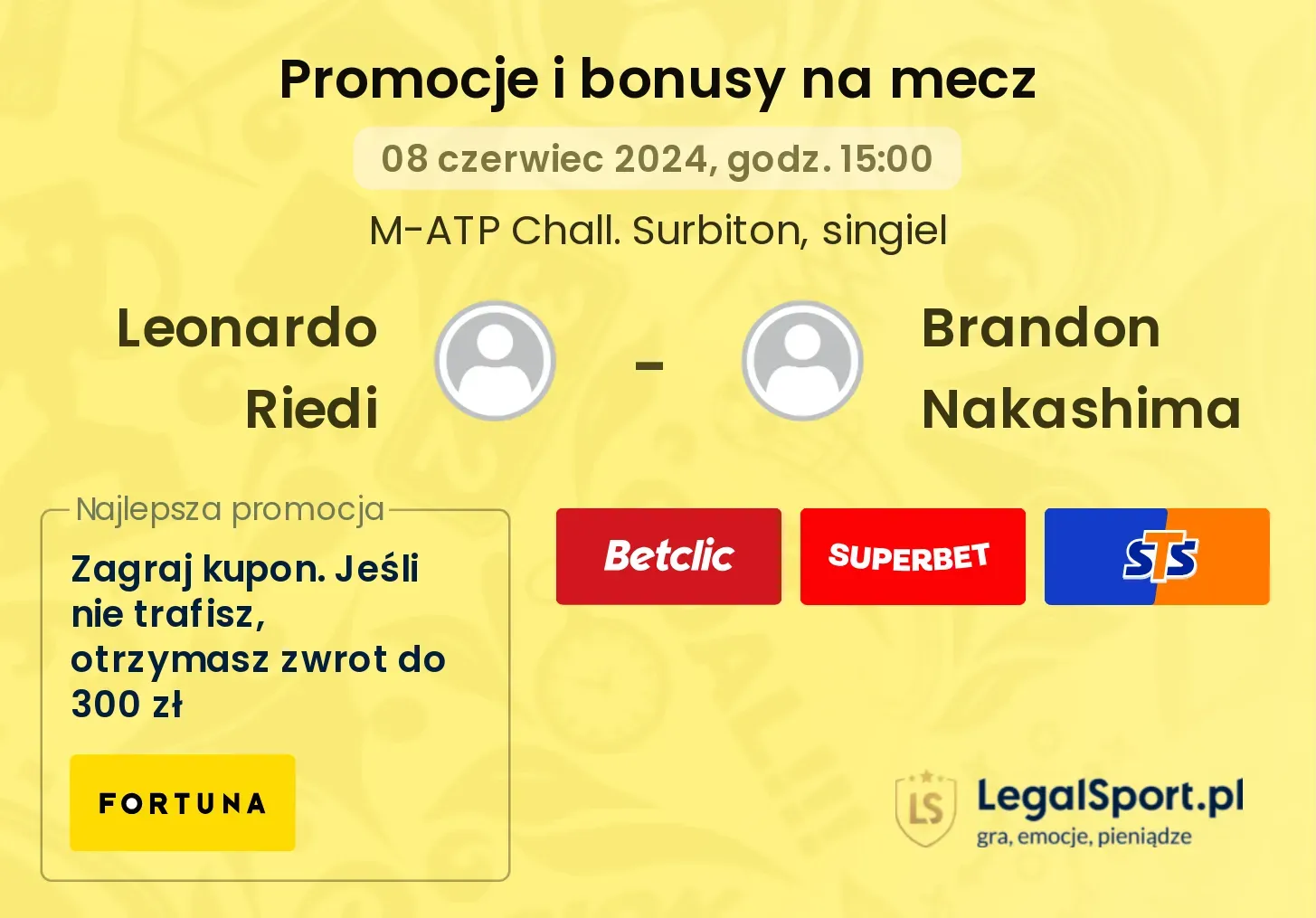 Leonardo Riedi - Brandon Nakashima promocje bonusy na mecz