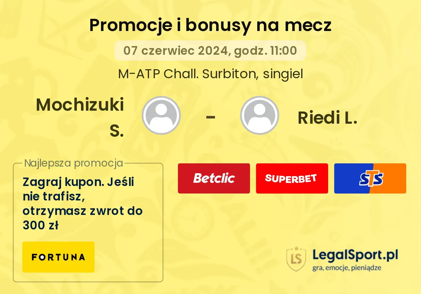 Mochizuki S. - Riedi L. promocje bonusy na mecz