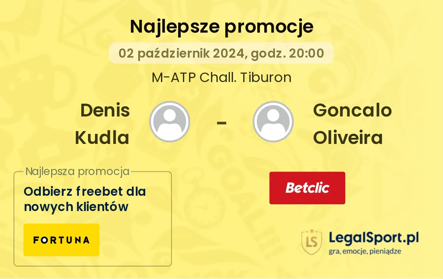 Denis Kudla - Goncalo Oliveira promocje bonusy na mecz