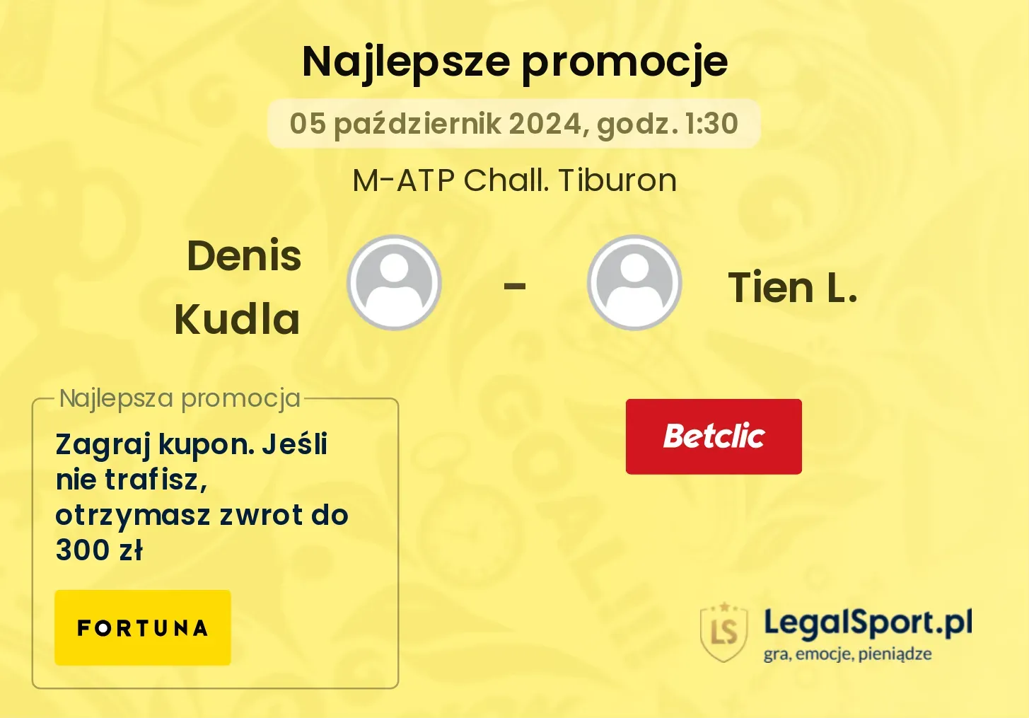 Denis Kudla - Tien L. promocje bonusy na mecz