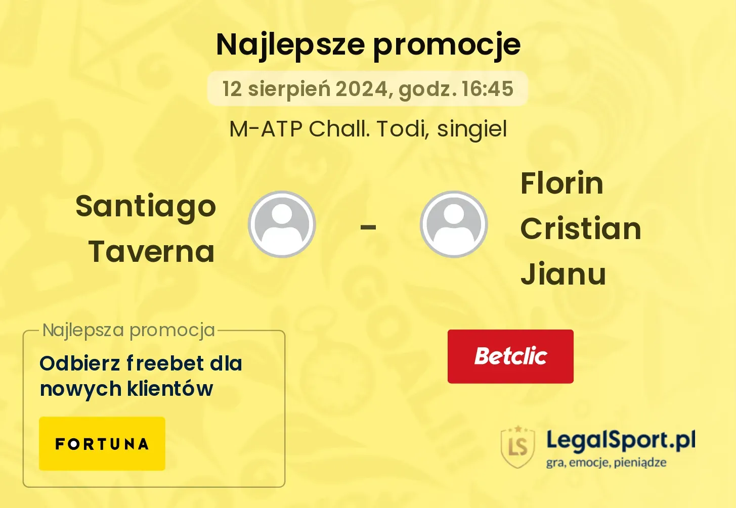 Santiago Taverna - Florin Cristian Jianu promocje bonusy na mecz