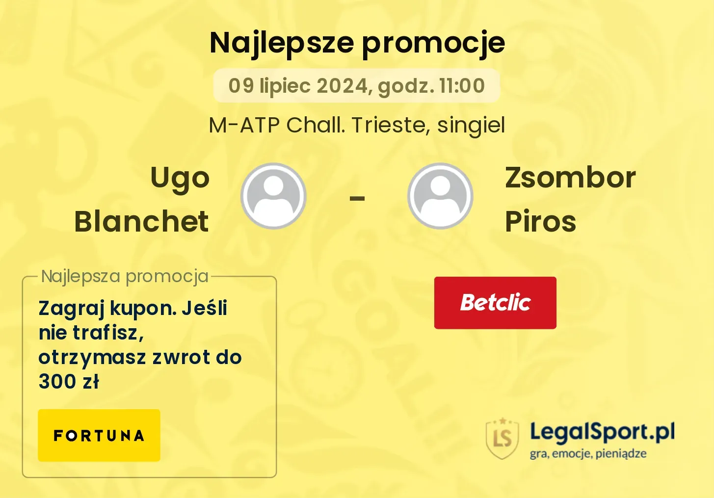 Ugo Blanchet - Zsombor Piros promocje bonusy na mecz