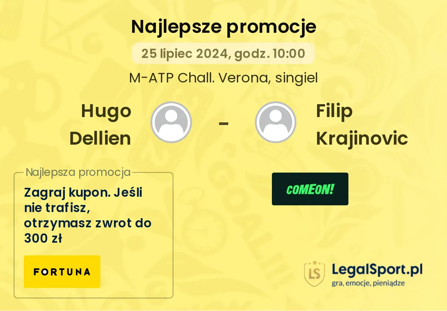 Hugo Dellien - Filip Krajinovic promocje bonusy na mecz