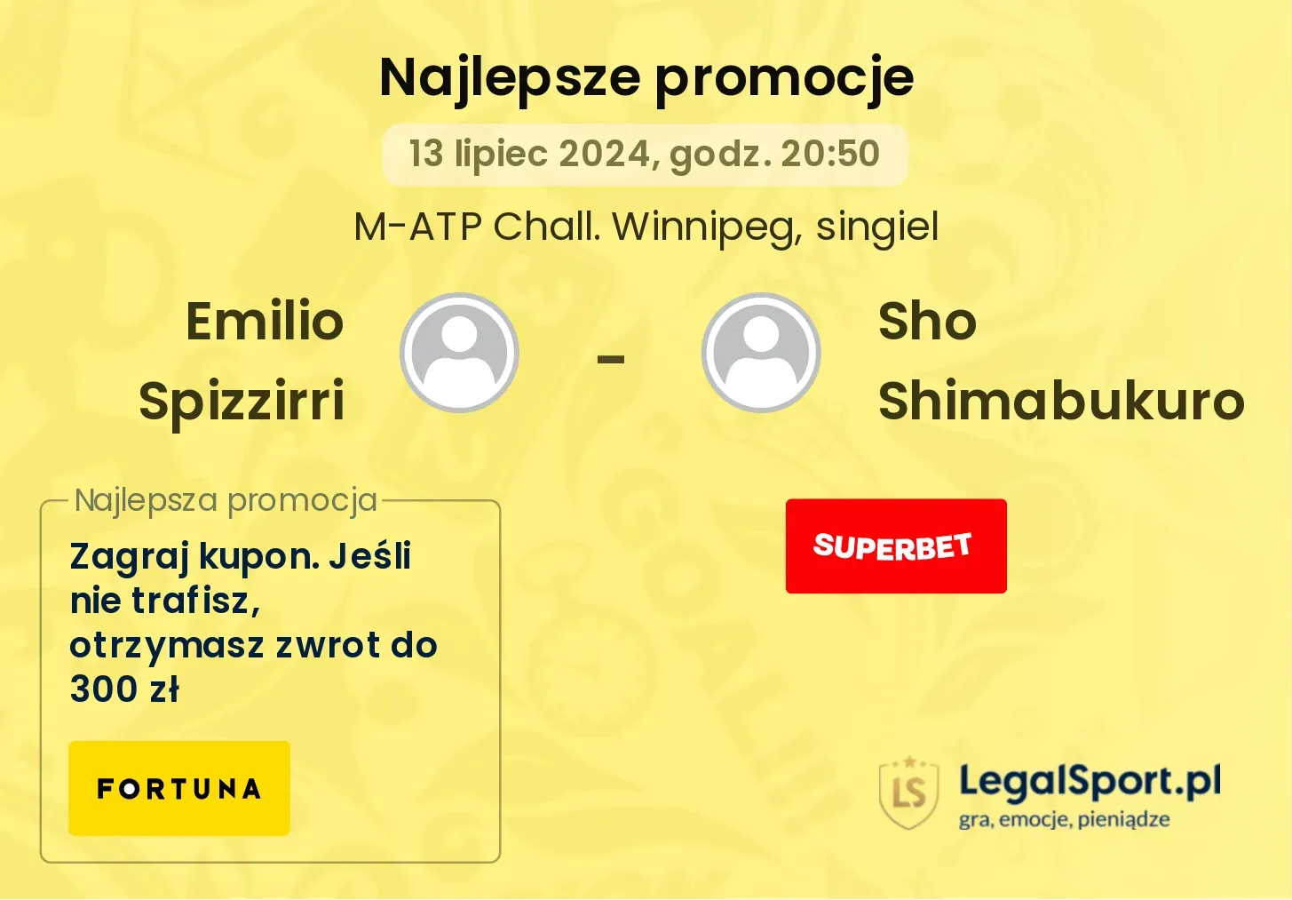 Emilio Spizzirri - Sho Shimabukuro promocje bonusy na mecz