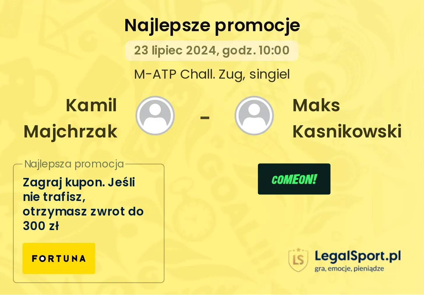 Kamil Majchrzak - Maks Kasnikowski promocje bonusy na mecz