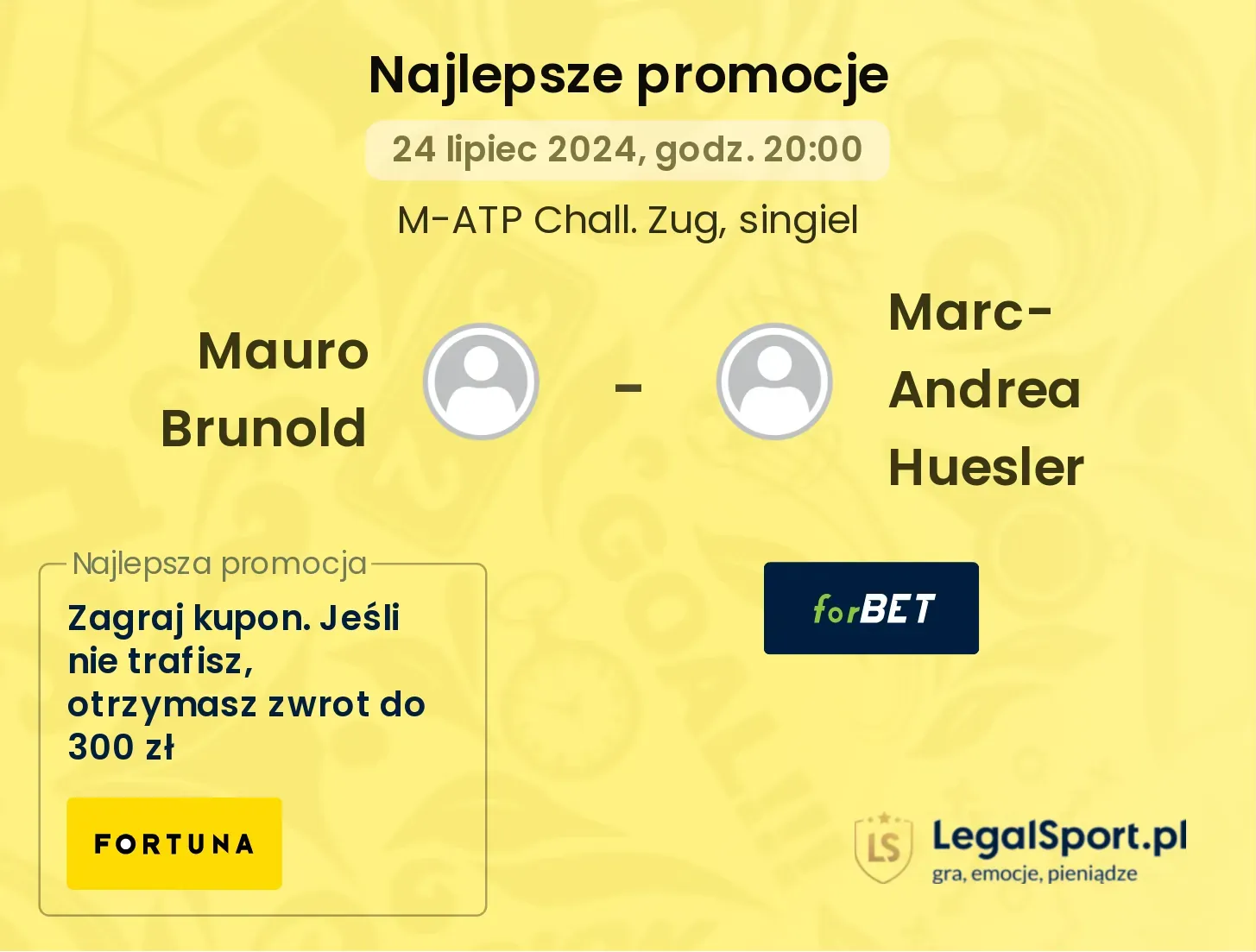 Mauro Brunold - Marc-Andrea Huesler promocje bonusy na mecz