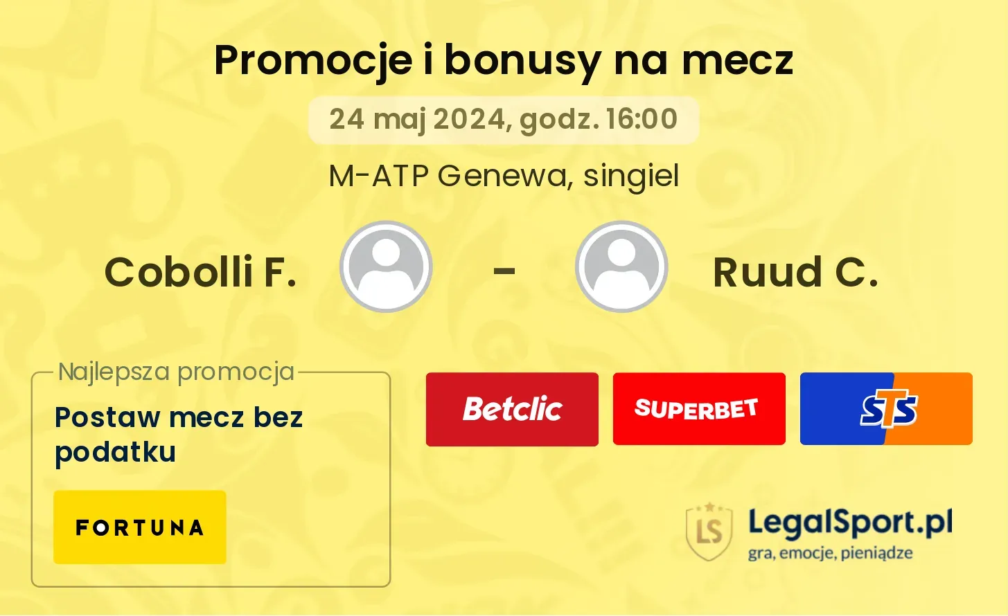 Cobolli F. - Ruud C. promocje bonusy na mecz