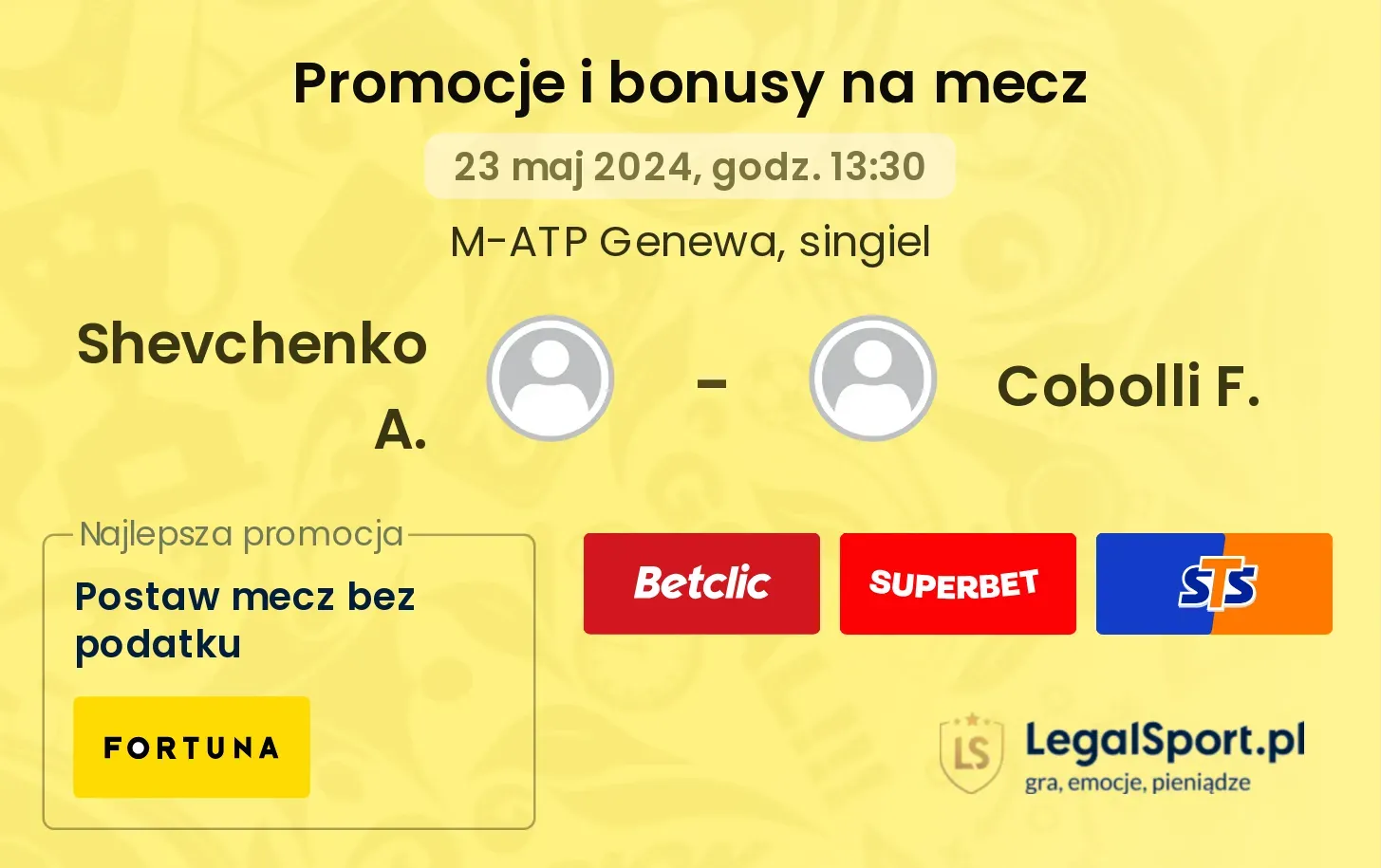 Shevchenko A. - Cobolli F. promocje bonusy na mecz