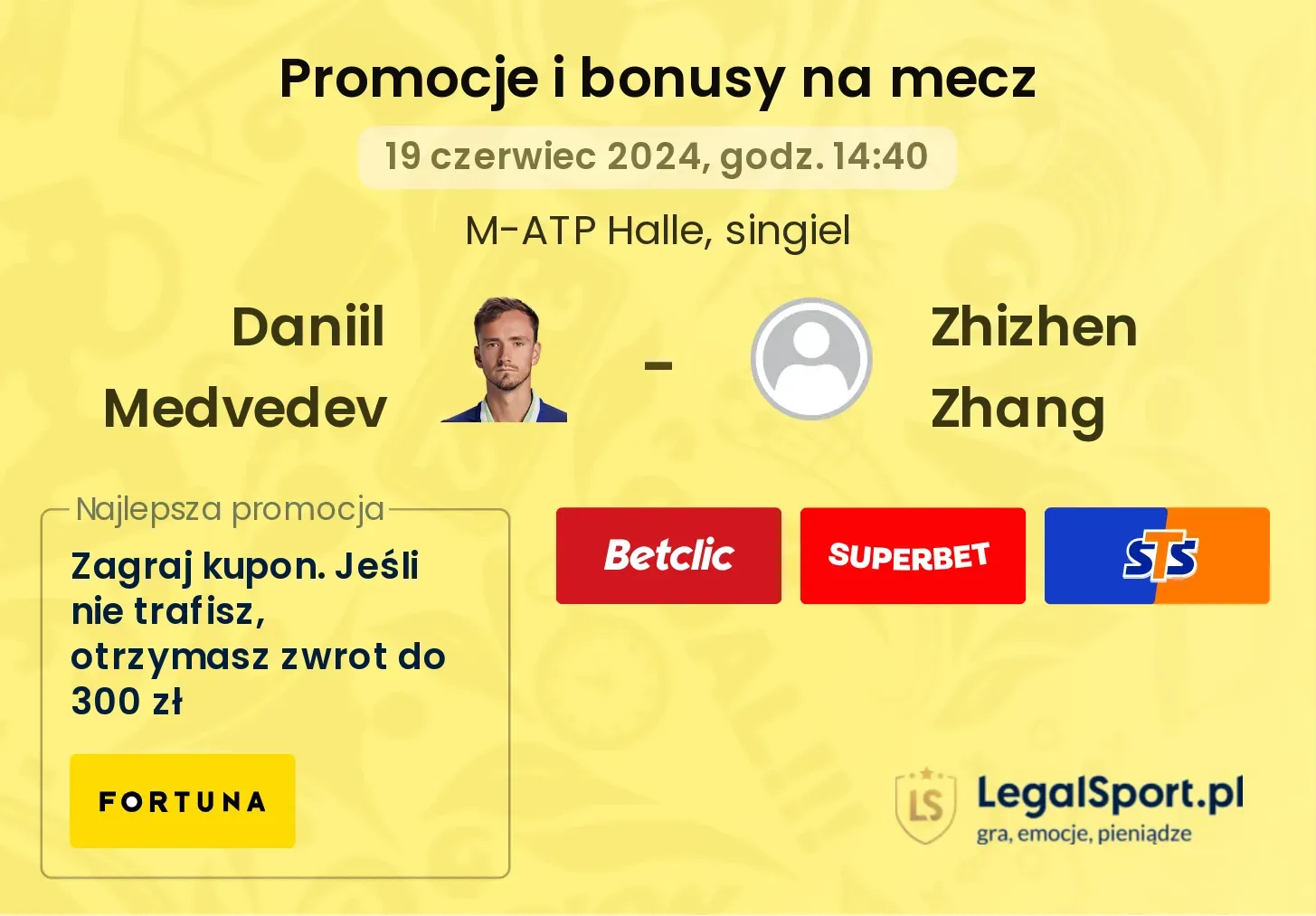 Daniil Medvedev - Zhizhen Zhang promocje bonusy na mecz