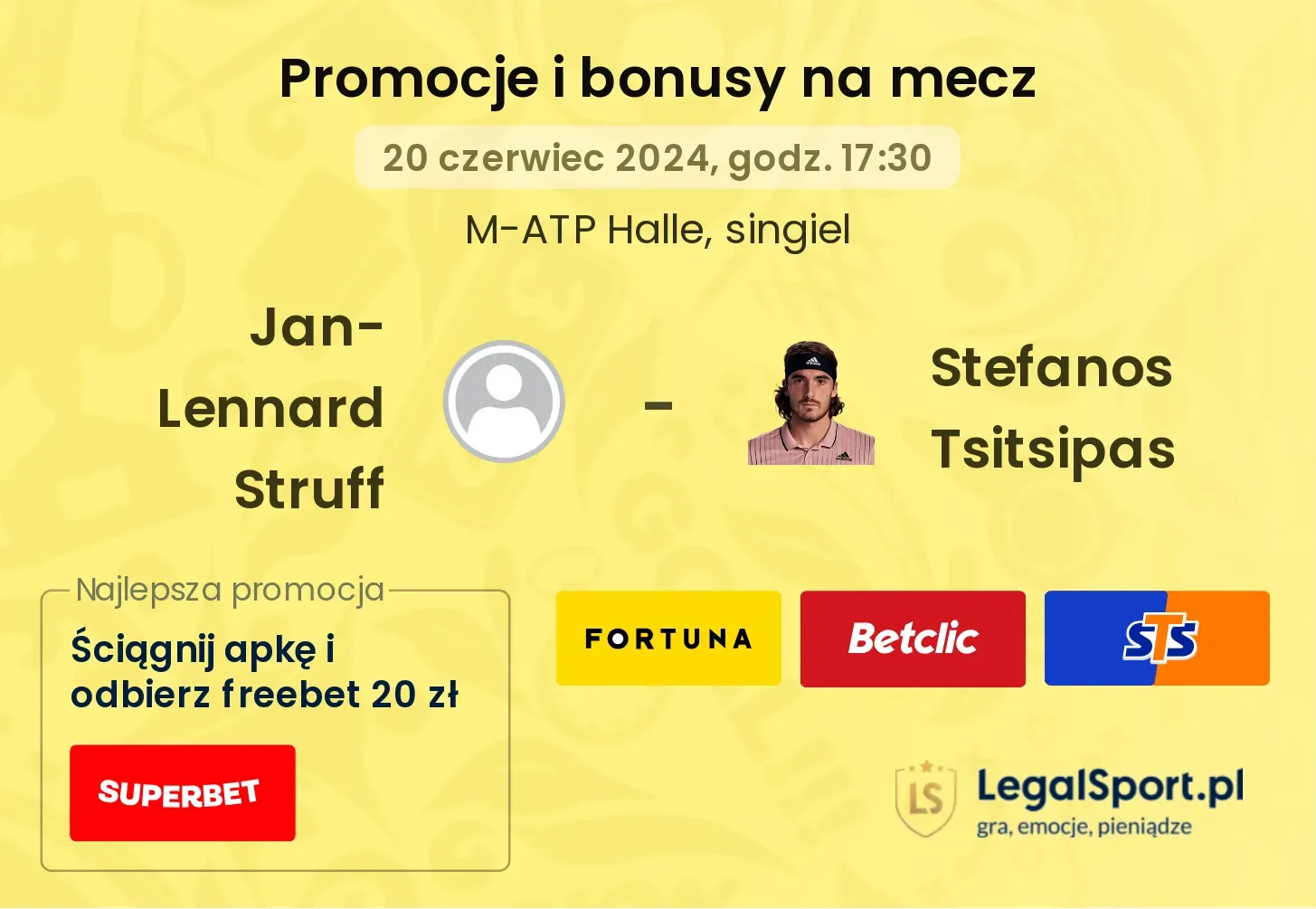 Jan-Lennard Struff - Stefanos Tsitsipas promocje bonusy na mecz