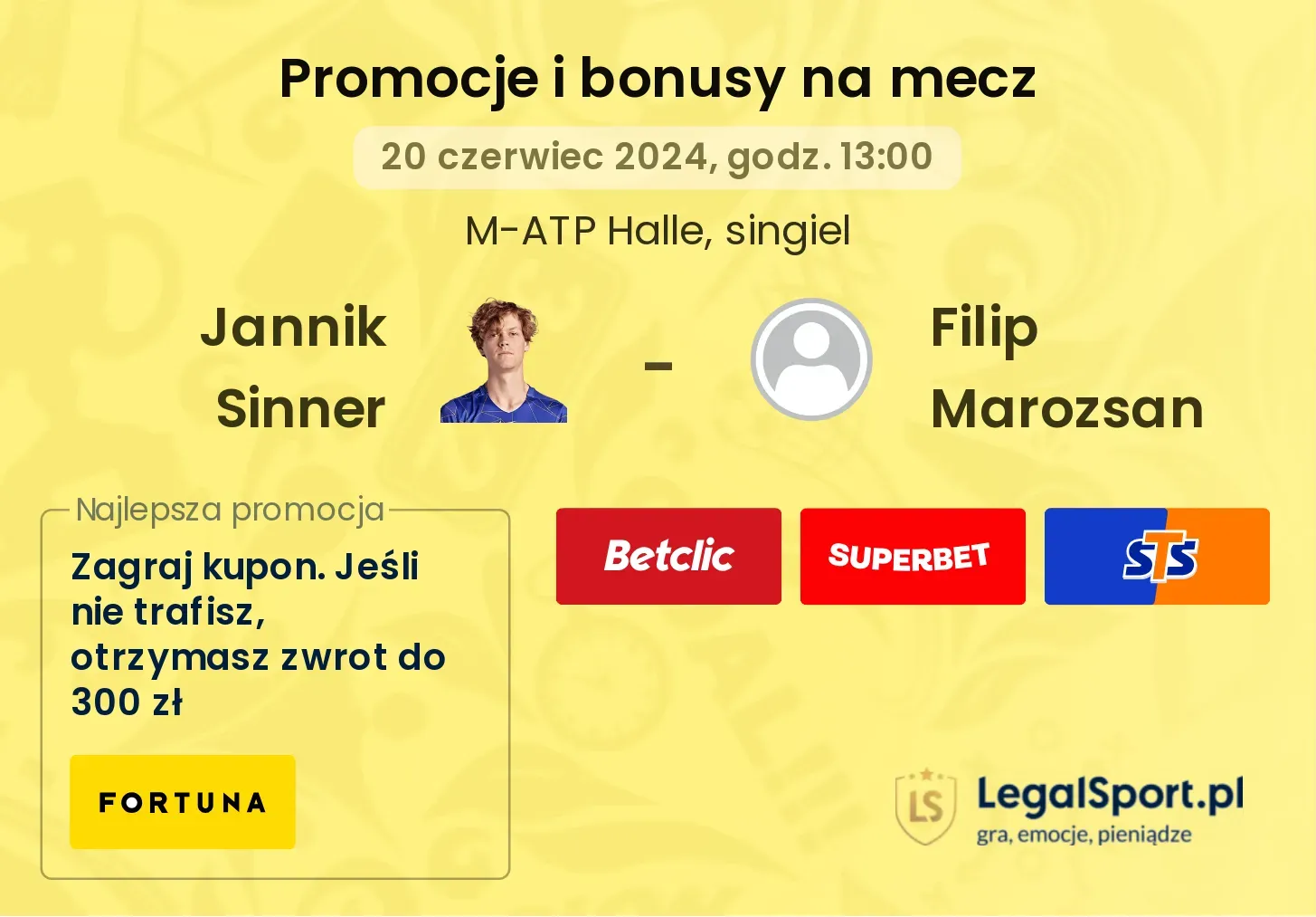 Jannik Sinner - Filip Marozsan promocje bonusy na mecz