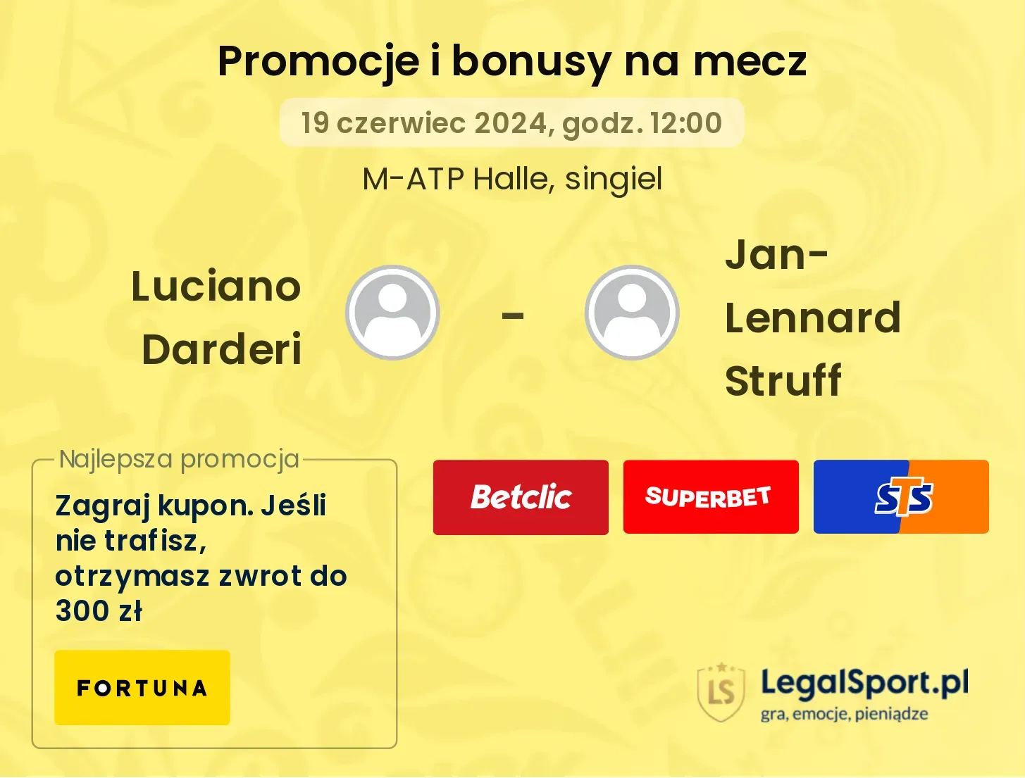 Luciano Darderi - Jan-Lennard Struff promocje bonusy na mecz