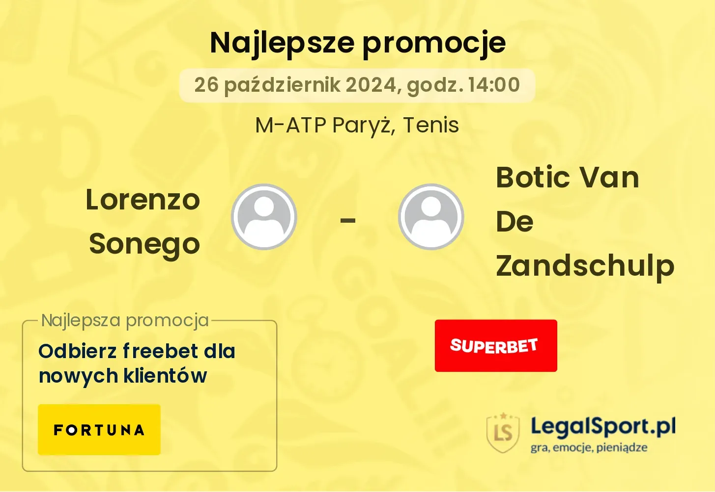 Lorenzo Sonego - Botic Van De Zandschulp promocje bonusy na mecz