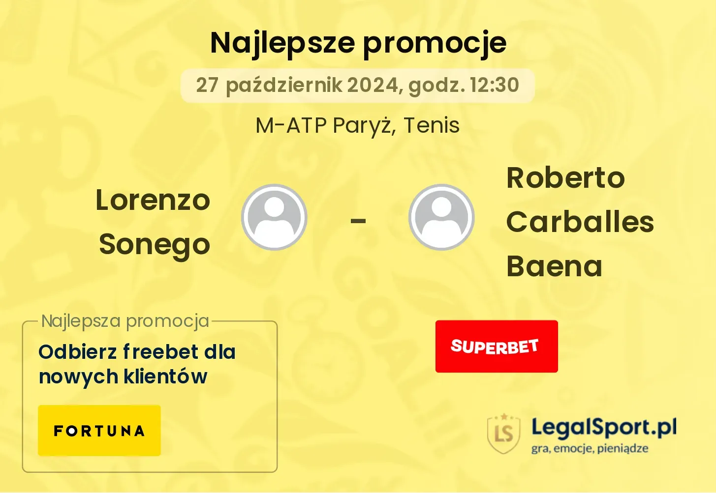 Lorenzo Sonego - Roberto Carballes Baena promocje bonusy na mecz