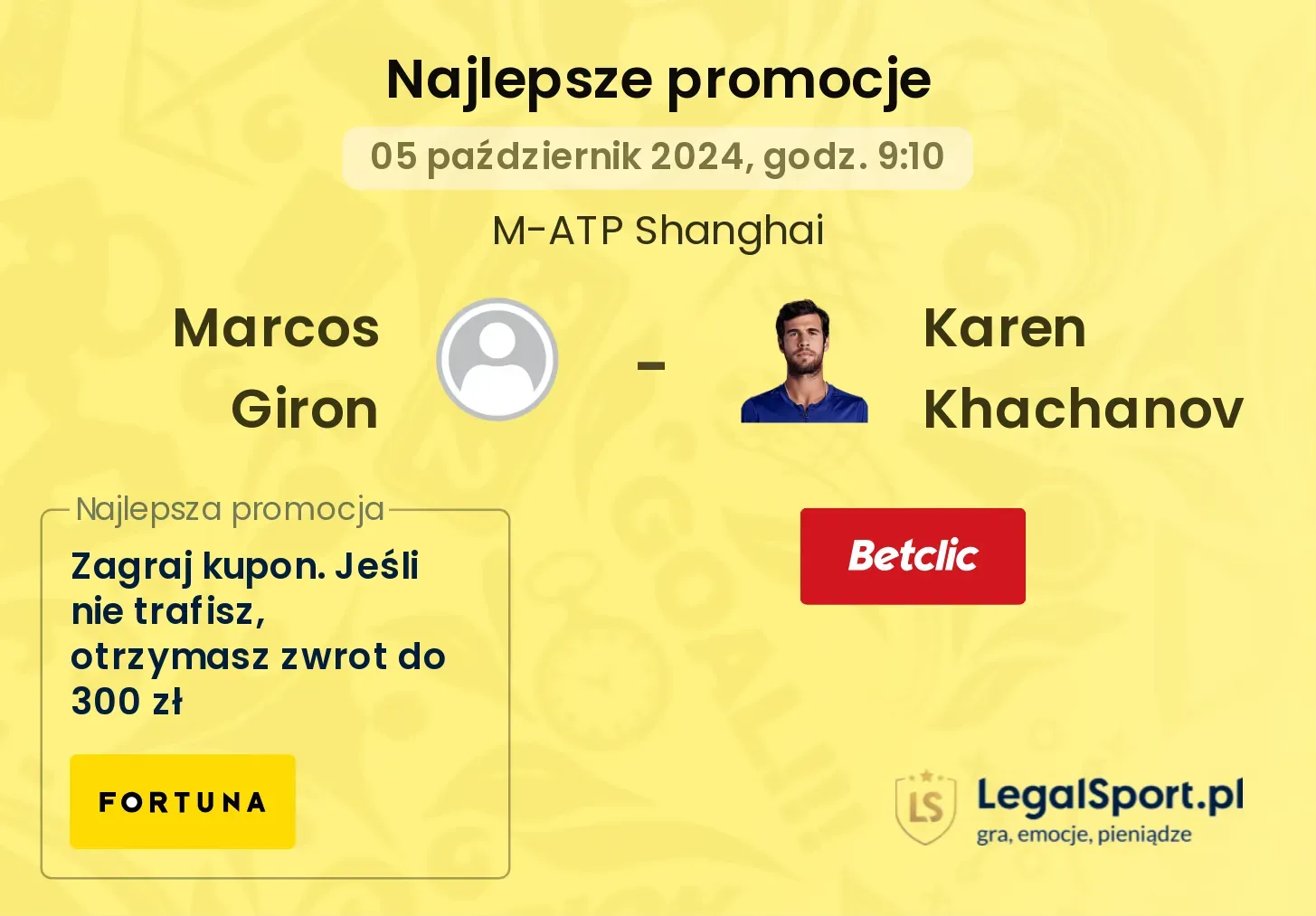 Marcos Giron - Karen Khachanov promocje bonusy na mecz