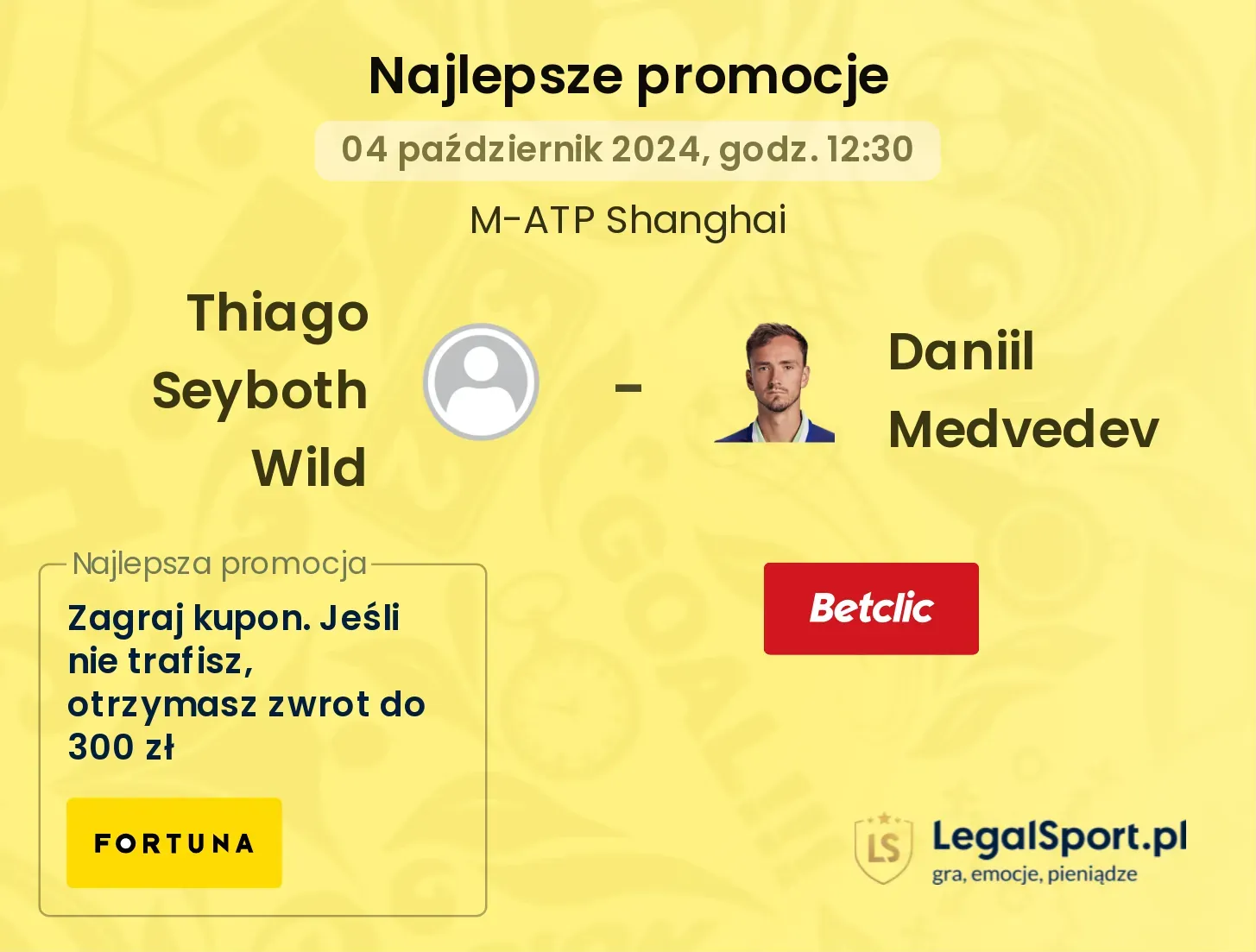 Thiago Seyboth Wild - Daniil Medvedev promocje bonusy na mecz