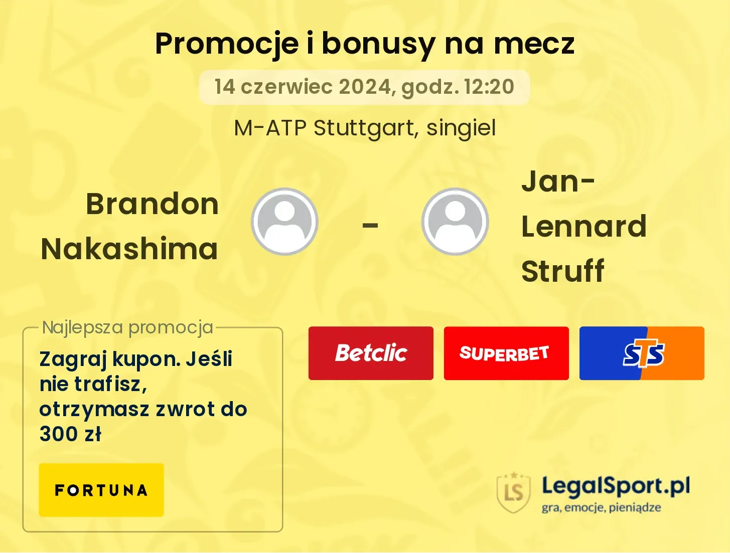 Brandon Nakashima - Jan-Lennard Struff promocje bonusy na mecz