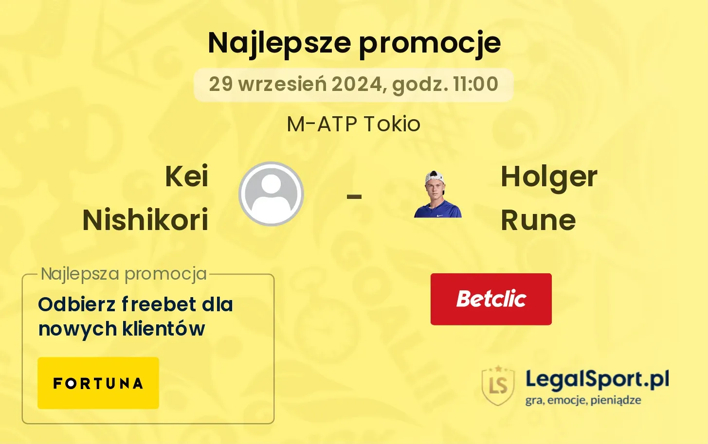 Kei Nishikori - Holger Rune promocje bonusy na mecz