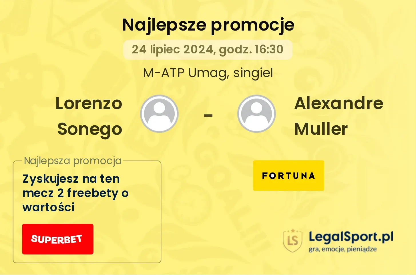 Lorenzo Sonego - Alexandre Muller promocje bonusy na mecz