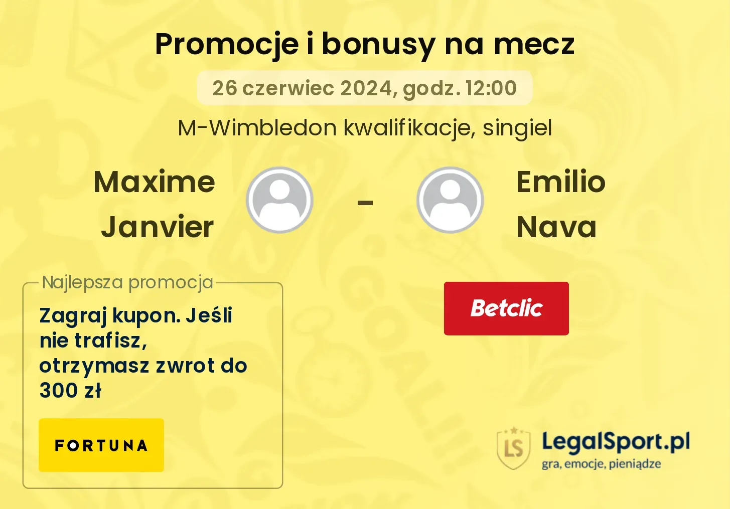 Maxime Janvier - Emilio Nava promocje bonusy na mecz