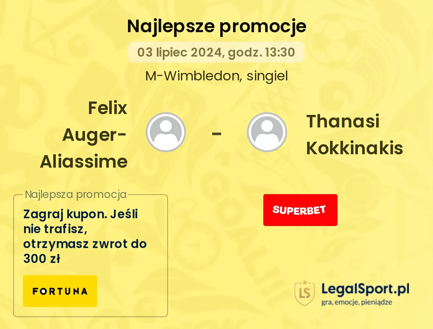 Felix Auger-Aliassime - Thanasi Kokkinakis promocje bonusy na mecz