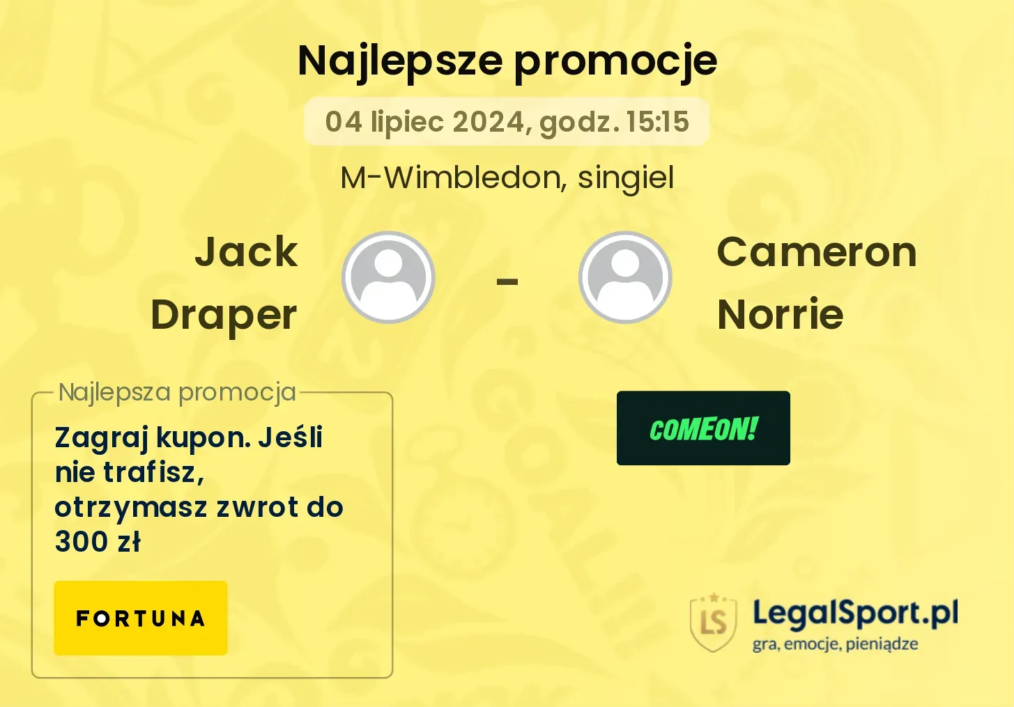 Jack Draper - Cameron Norrie promocje bonusy na mecz