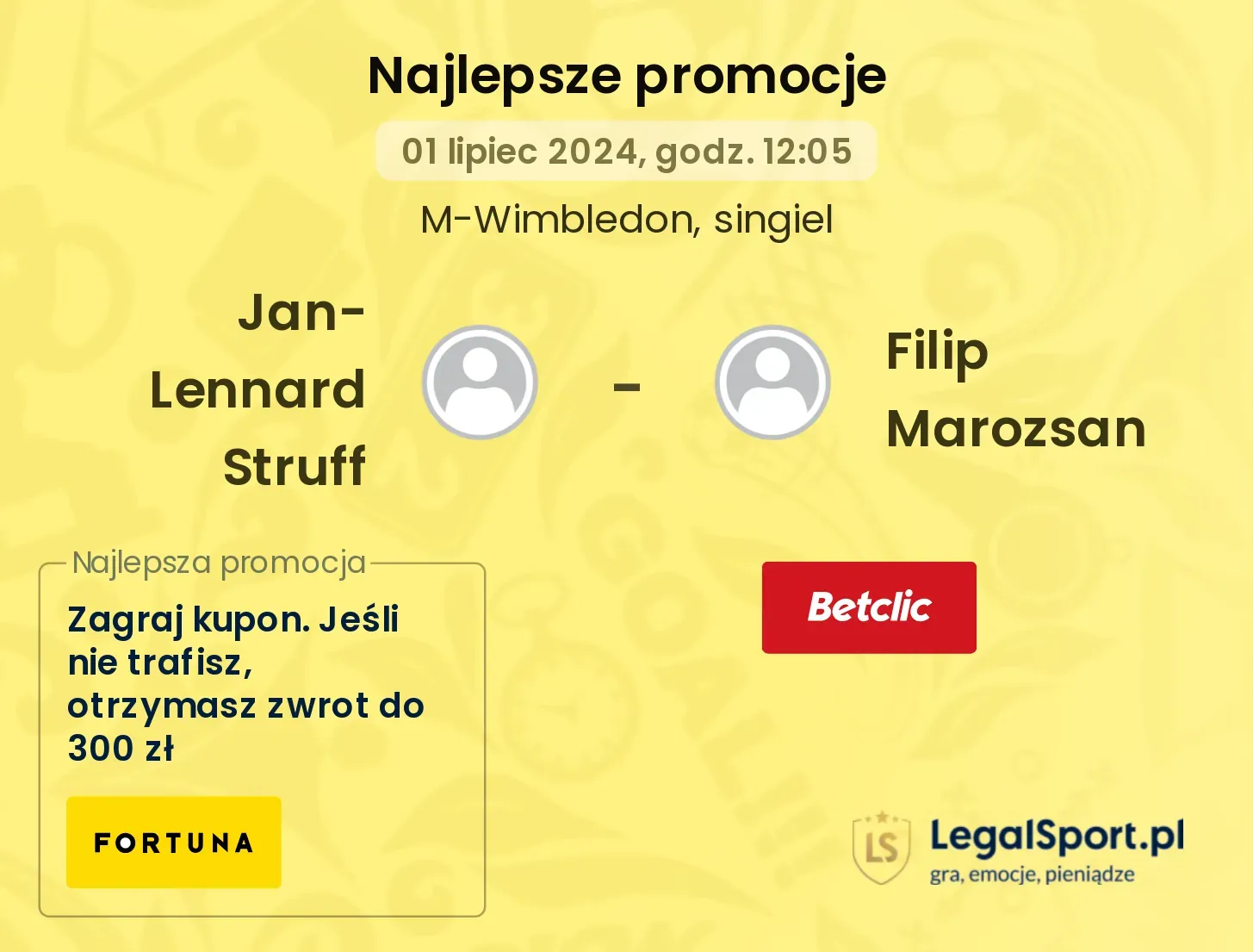 Jan-Lennard Struff - Filip Marozsan promocje bonusy na mecz