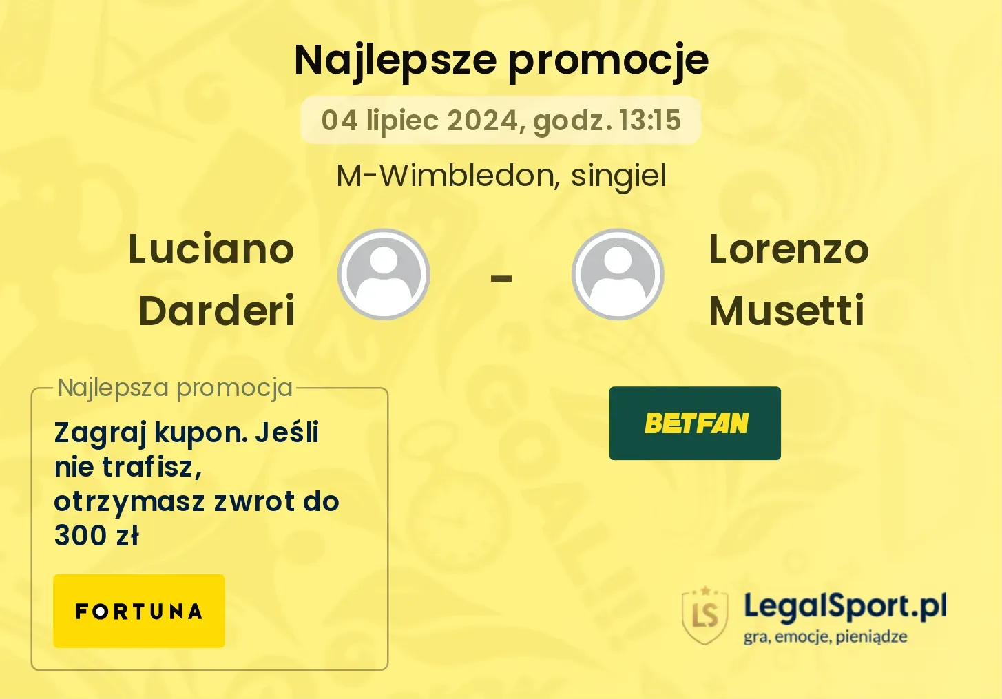 Luciano Darderi - Lorenzo Musetti promocje bonusy na mecz