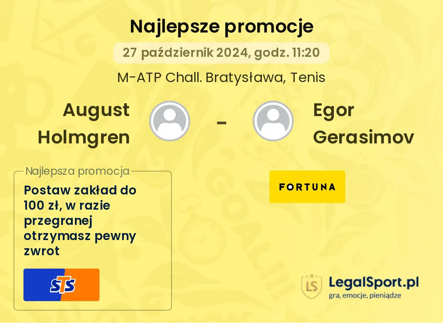 August Holmgren - Egor Gerasimov promocje bonusy na mecz