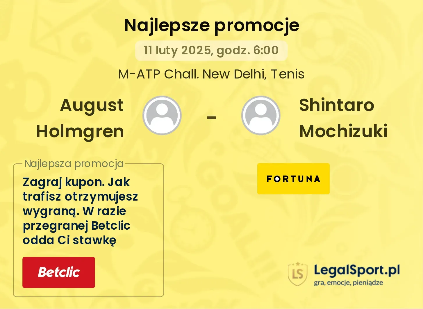 August Holmgren - Shintaro Mochizuki promocje bonusy na mecz