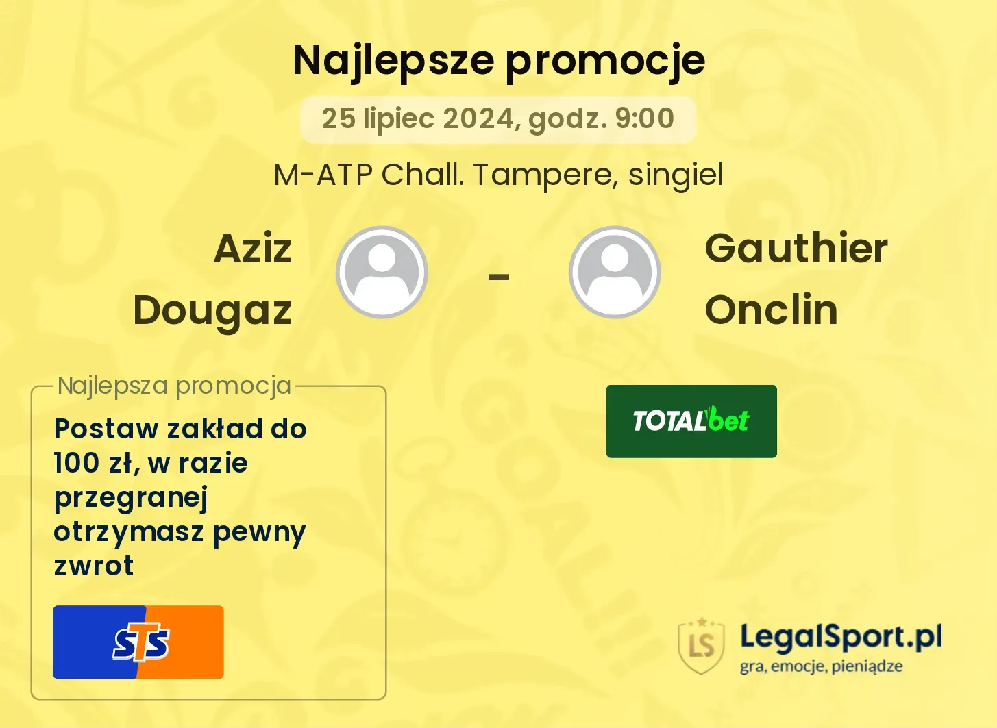 Aziz Dougaz - Gauthier Onclin promocje bonusy na mecz