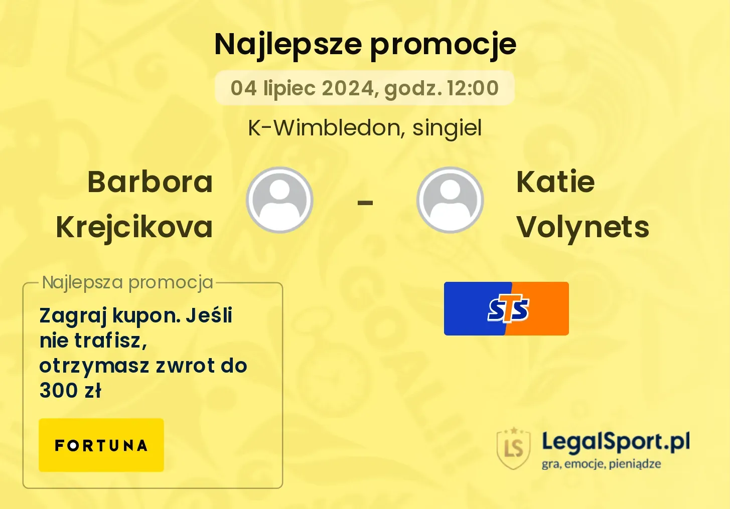 Barbora Krejcikova - Katie Volynets promocje bonusy na mecz