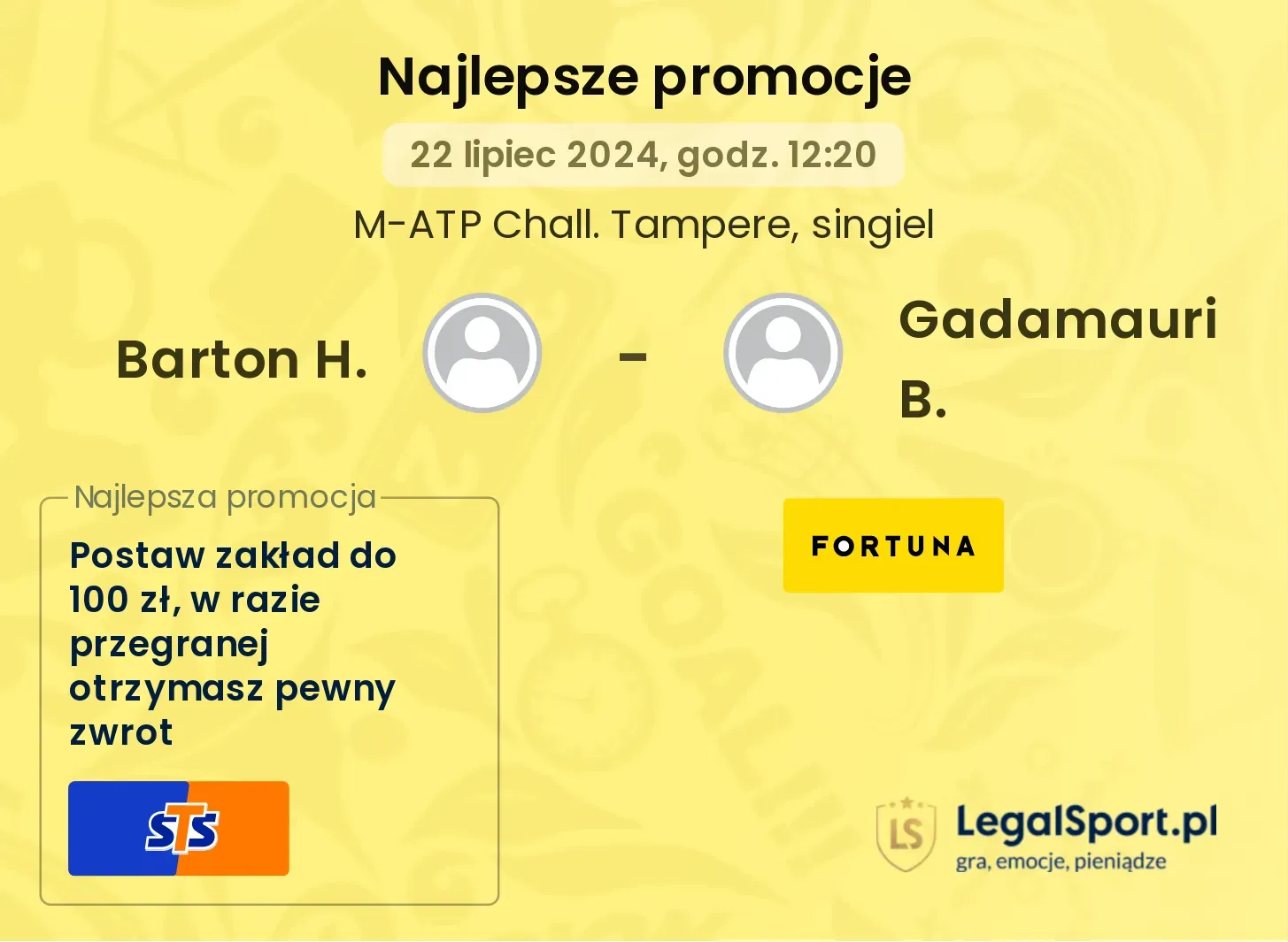 Barton H. - Gadamauri B. promocje bonusy na mecz