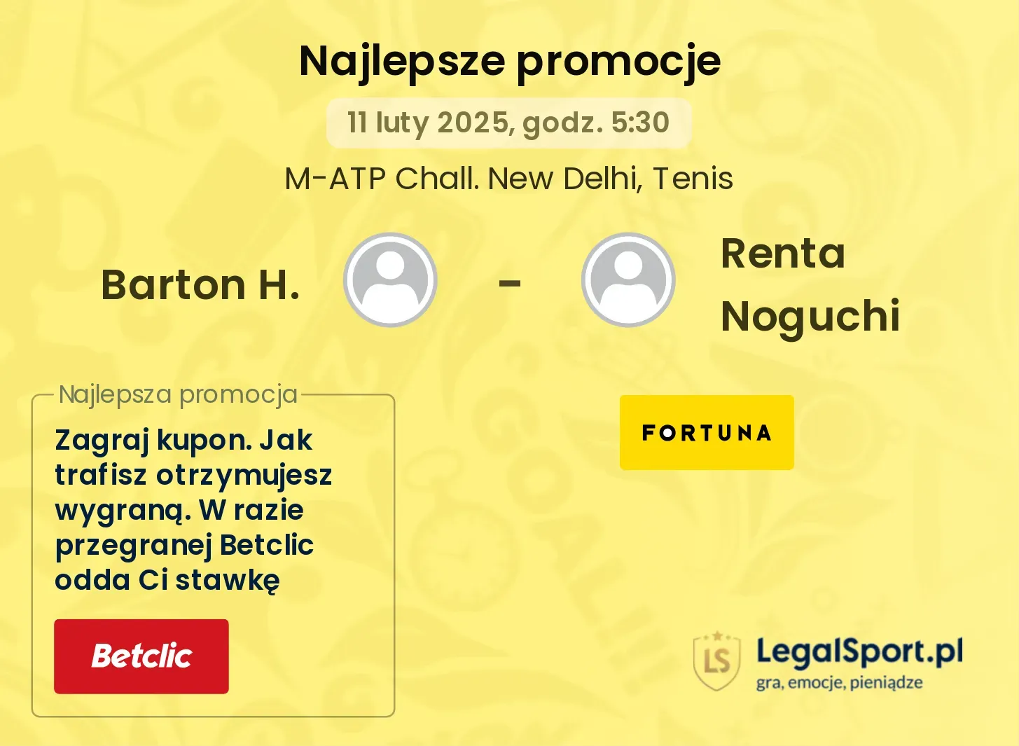 Barton H. - Renta Noguchi promocje bonusy na mecz