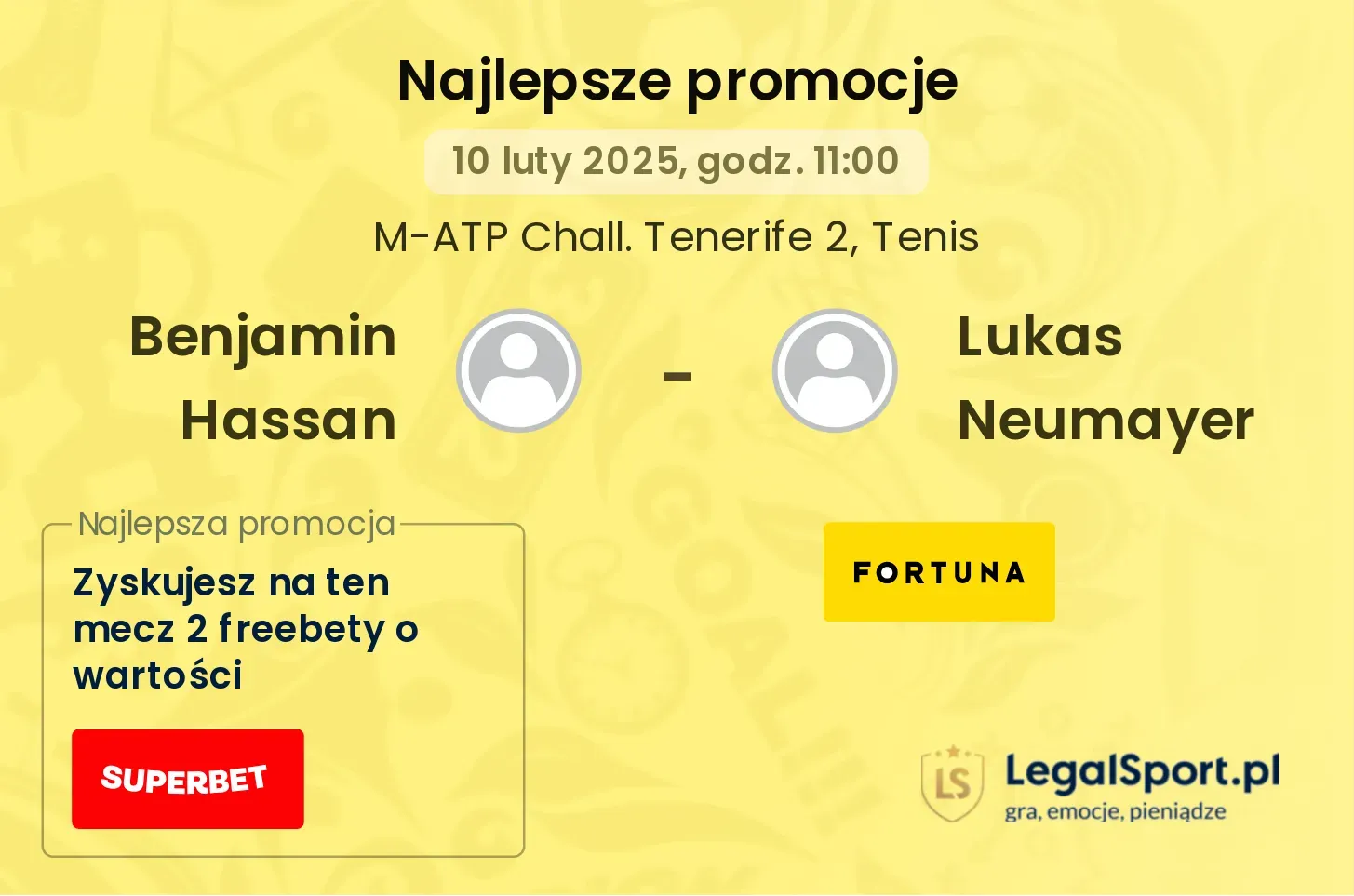 Benjamin Hassan - Lukas Neumayer promocje bonusy na mecz