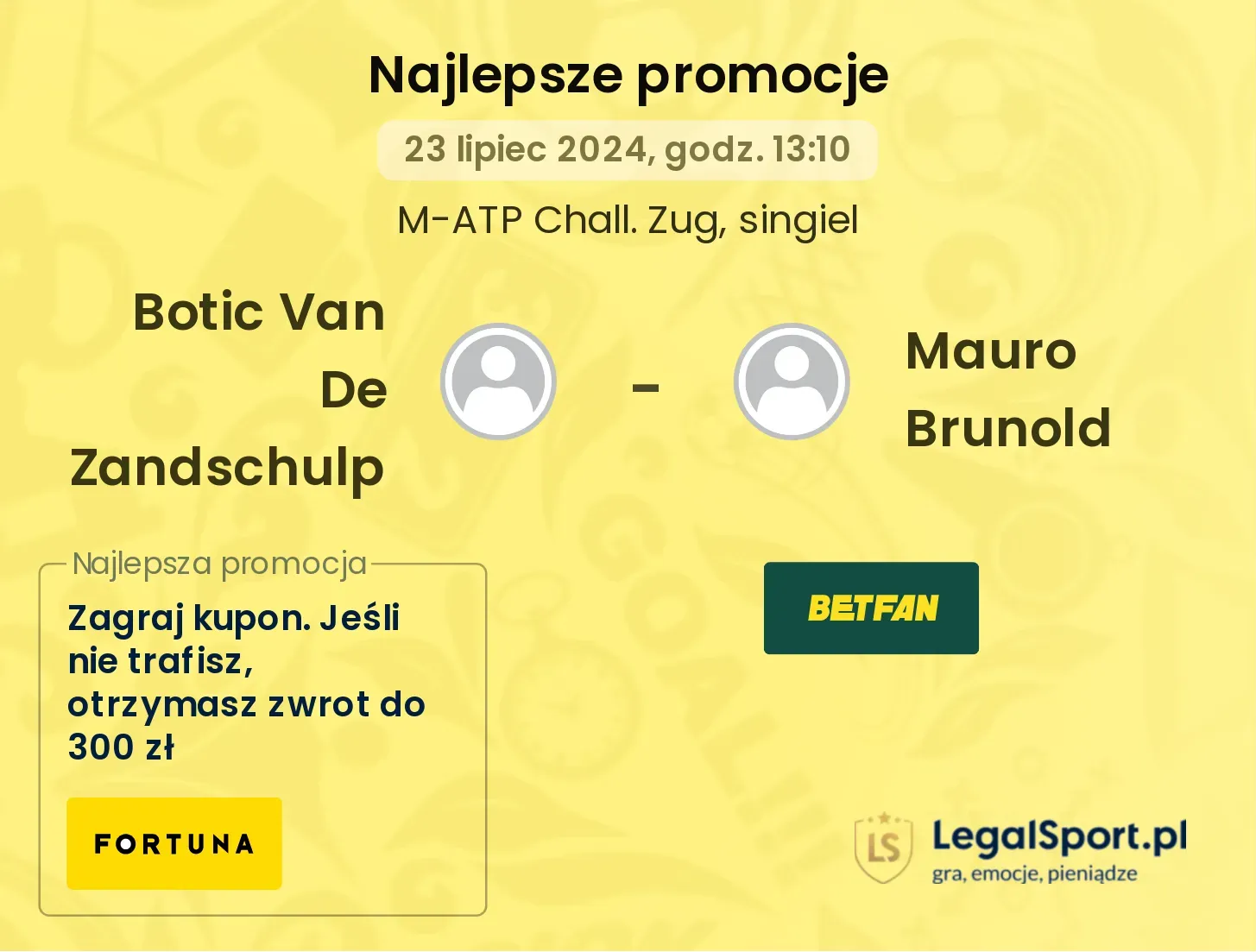 Botic Van De Zandschulp - Mauro Brunold promocje bonusy na mecz