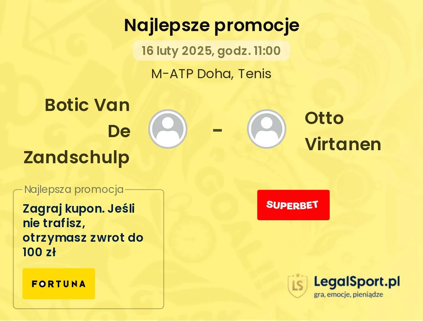 Botic Van De Zandschulp - Otto Virtanen promocje bonusy na mecz