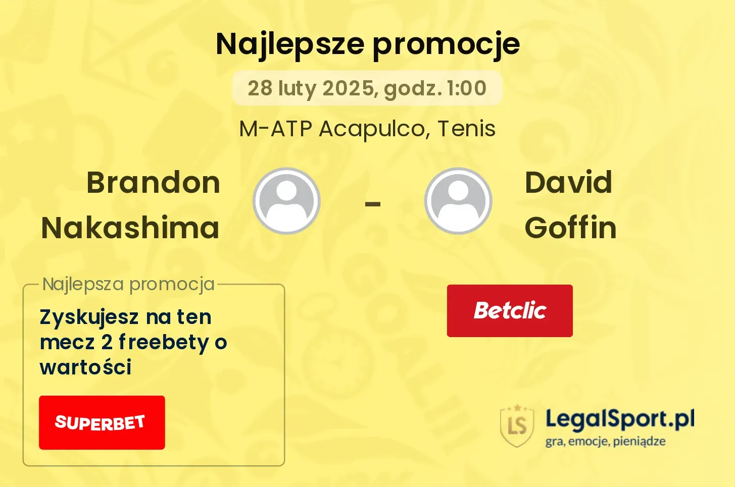 Brandon Nakashima - David Goffin promocje bonusy na mecz