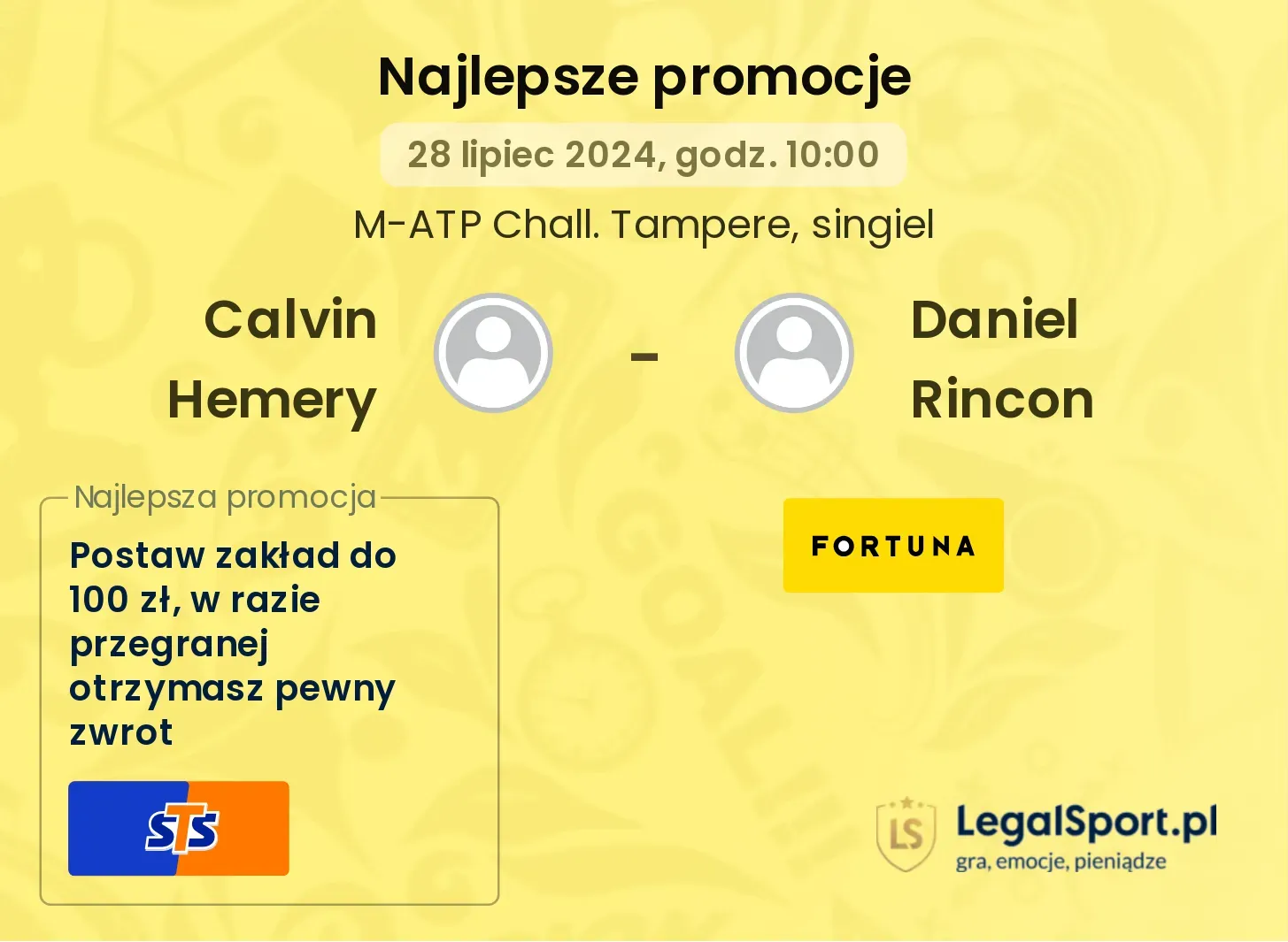 Calvin Hemery - Daniel Rincon promocje bonusy na mecz